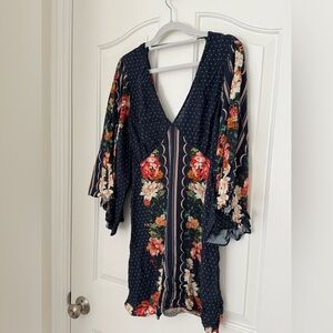FARM RIO Floral Navy Dress